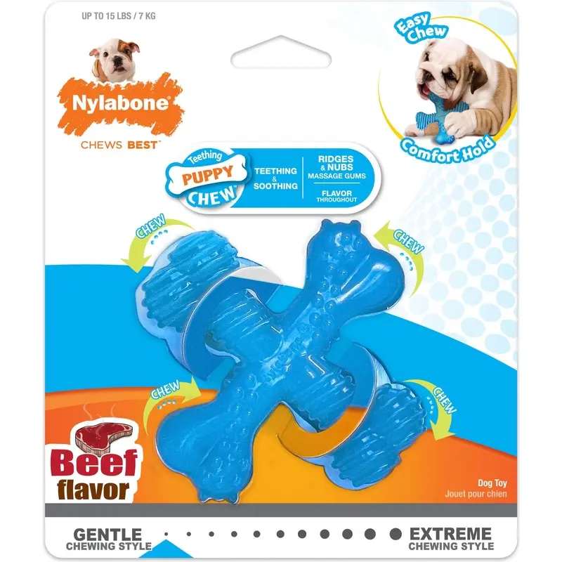 Nylabone Puppy Chew X Bone Reg Beef