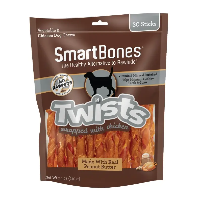 Smartbones Dog Treat Chicken Wrapped Twistz with Peanut Butter 30pk