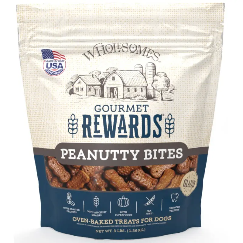 Wholesomes Gourmet Rewards Peanutty Bites Biscuit Dog Treats