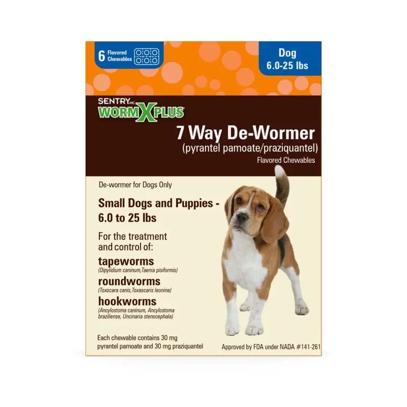 Sentry WormX Plus 7 Way DeWormer Dog SM 6CT