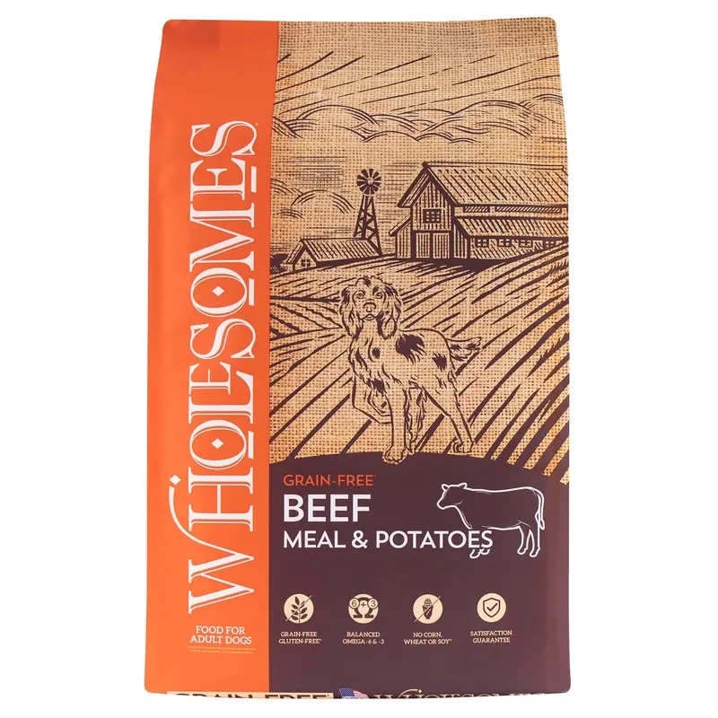 Wholesomes Beef Meal & Potatoes Grain-Free Dry Dog Food Grain-Free Dog Treats 35 lb
