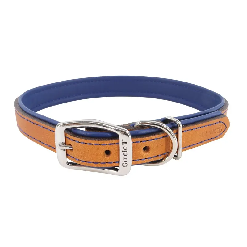 Circle T Layered Fashion Leather Dog Collar, Large 24"