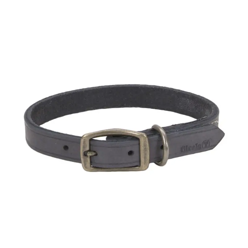 Circle T Rustic Leather Town Dog Collar, Small