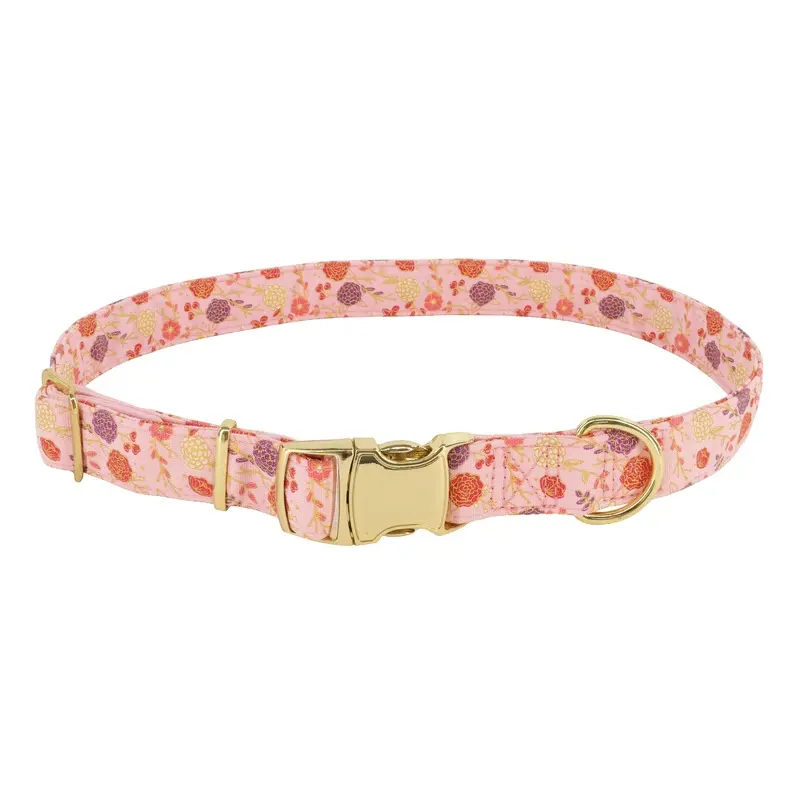 Accent Metallic Adjustable Dog Collar Pink Floral Large