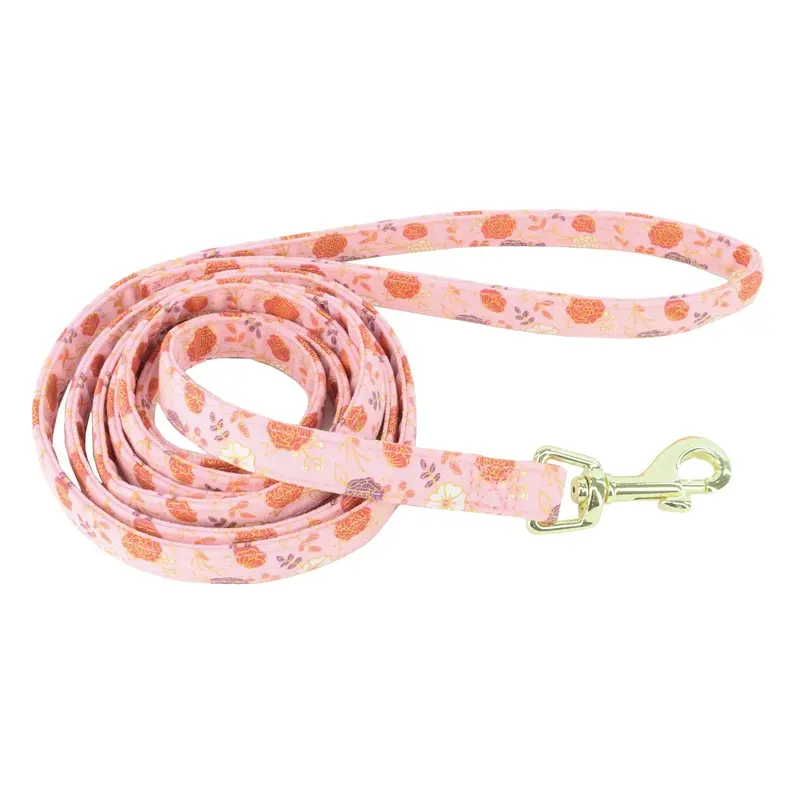 Accent Metallic Dog Leash Pink Floral 5/8" x 6 '