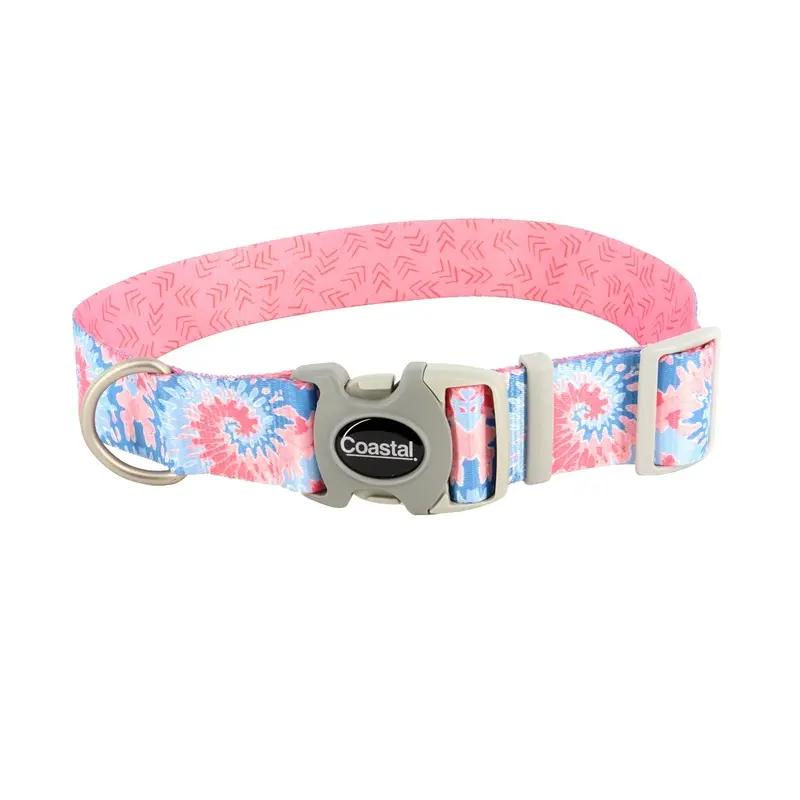 Sublime Adjustable Dog Collar Pink Tie-Dye Large