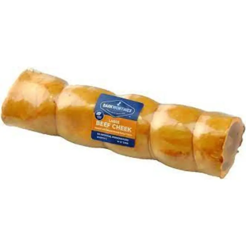 Barkworthies Large Beef Cheek Peanut Butter Dipped