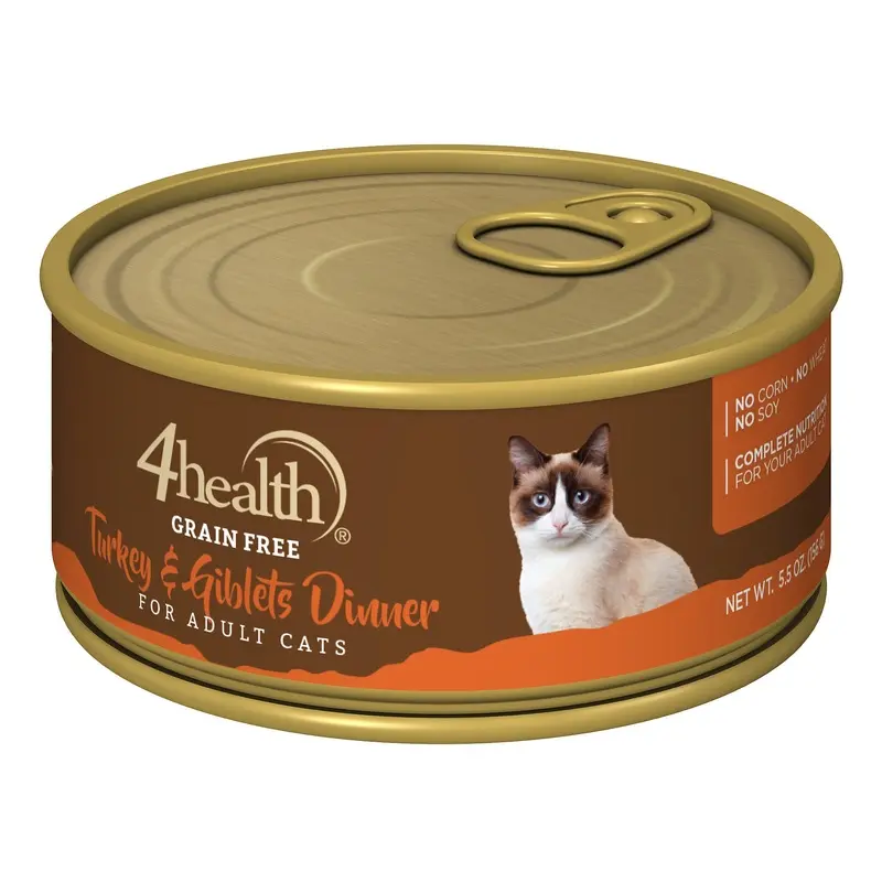 4health Grain Free Turkey & Giblet Dinner Wet Cat Food 5.5 oz. Can