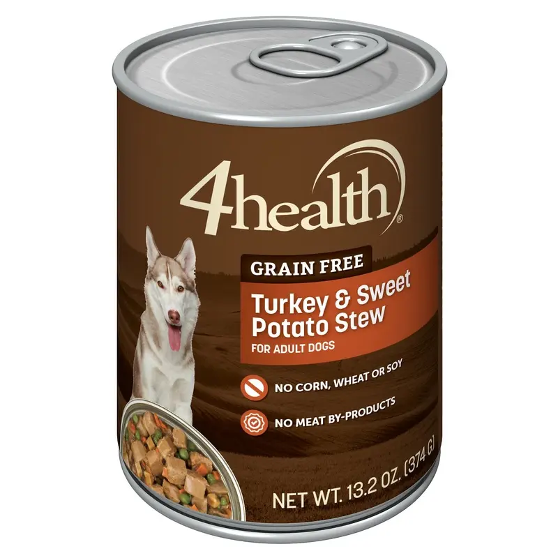 4health Grain Free Turkey & Sweet Potato Stew in Gravy Canned Dog Food, 13.2 oz.