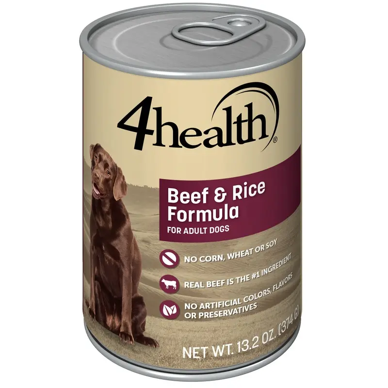 4health with Wholesome Grains Beef and Rice Wet Dog Food, 13.2 oz.