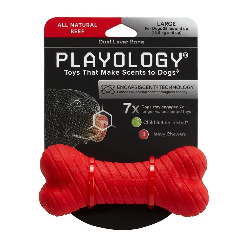 Playology Dual Layer Bone Beef Scented Dog Toy