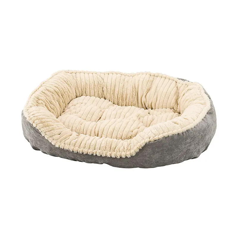 Sleep Zone Carved Plush Dog Bed, 32 inch Gray