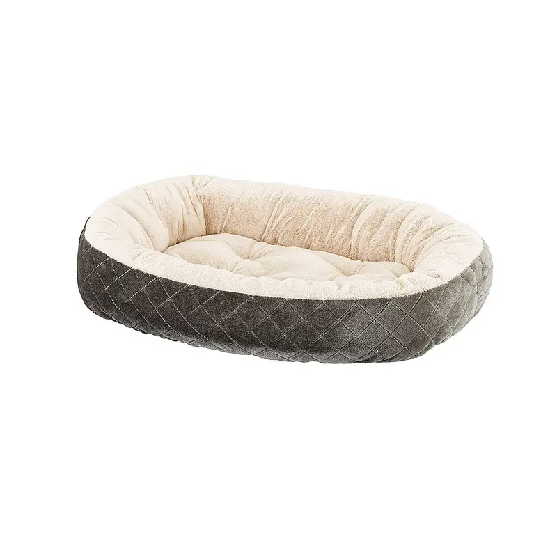 Sleep Zone Quilted Oval Cuddler Dog Bed, 26 inch  Lt Gray