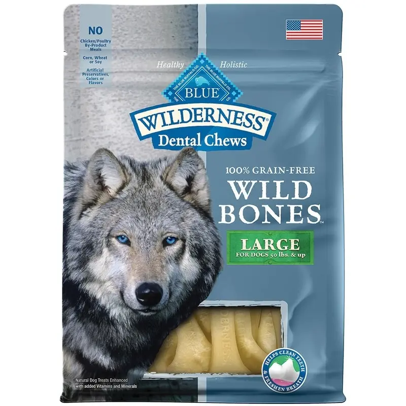 Blue Buffalo Wilderness Wild Bones Dental Chews Large Size for Dogs