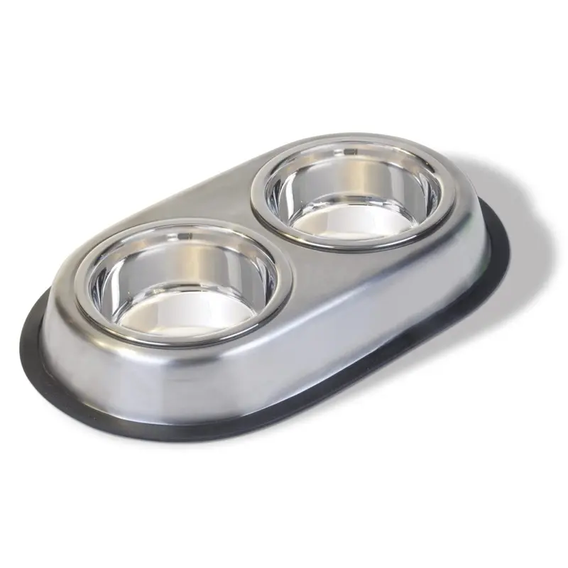Van Ness Large Stainless Steel Double Dish Dog Bowl