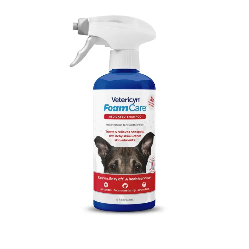 Vetericyn FoamCare Sprayable Medicated Shampoo for Dogs & Cats, 16-ounce