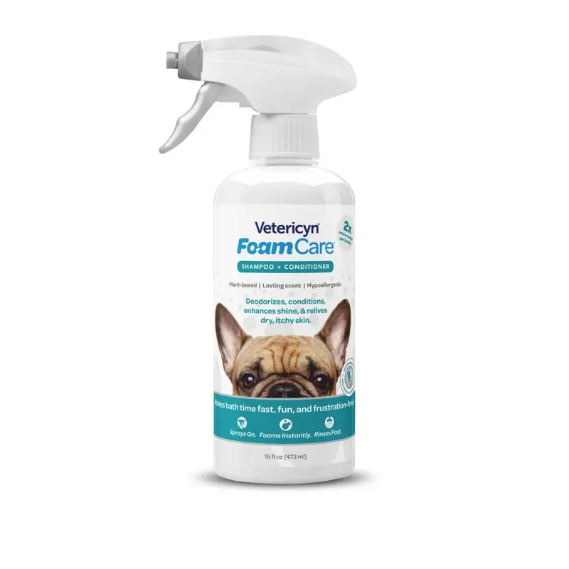 Vetericyn FoamCare Sprayable Shampoo + Conditioner for Dogs & Cats, 16-ounce