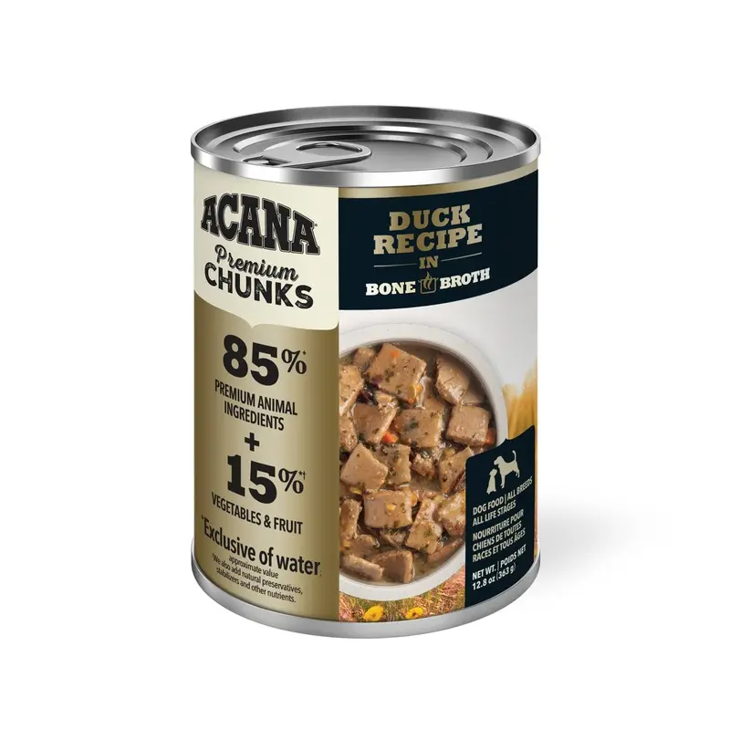 ACANA Premium Chunks Wet Dog Food Duck Recipe in Bone Broth, 12.8oz