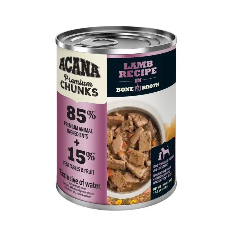 ACANA Premium Chunks Wet Dog Food Lamb Recipe in Bone Broth, 12.8oz