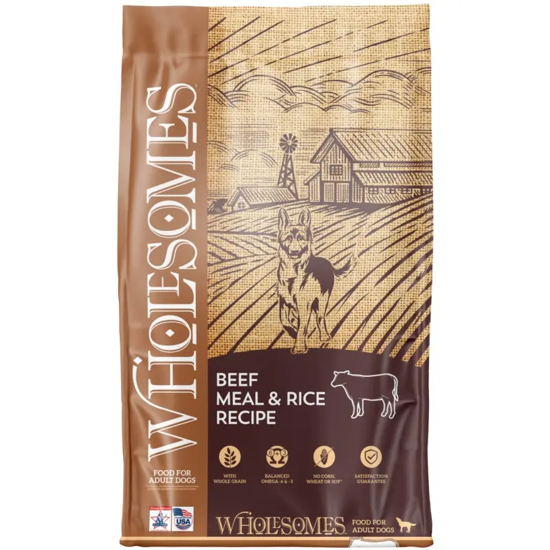 Wholesomes Beef Meal & Rice Recipe For Adult Dogs