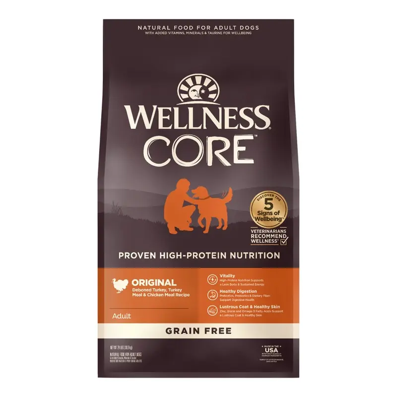 Wellness CORE Natural Grain Free Dry Dog Food, Original Turkey & Chicken, 24-Pound Bag