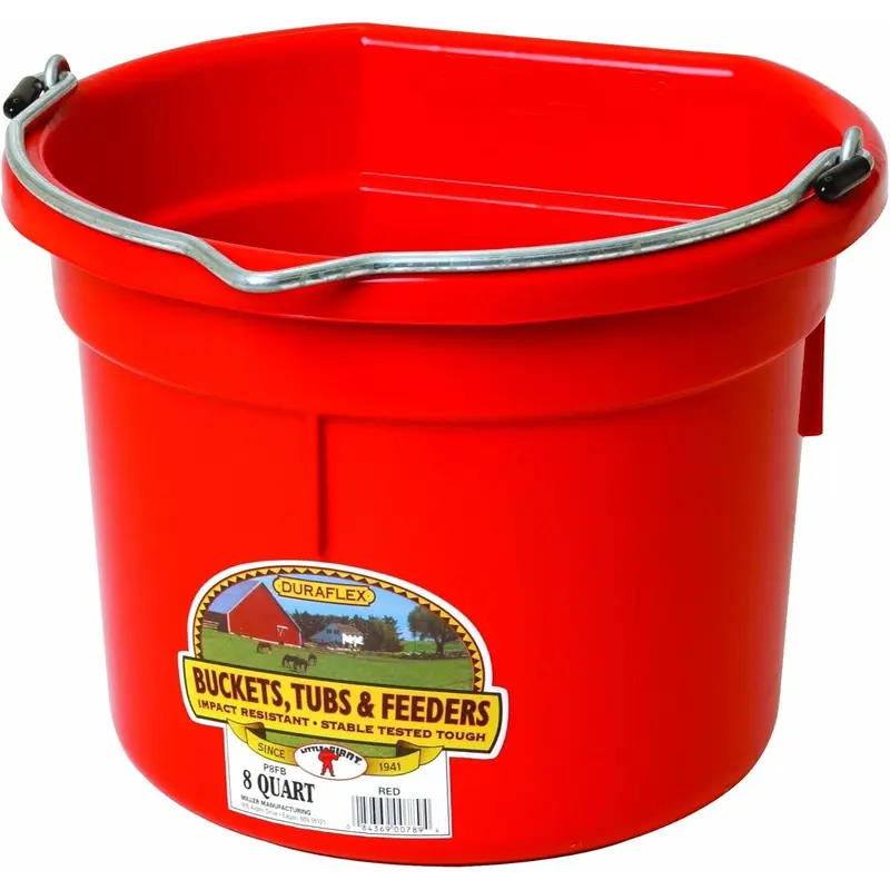 Flat-Back Plastic Bucket, 8 qt