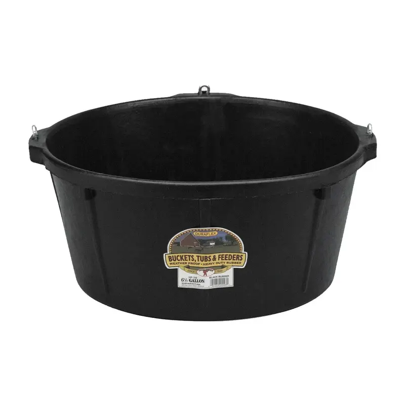 Rubber Feeder Tub with Hooks, 6.5 Gallon