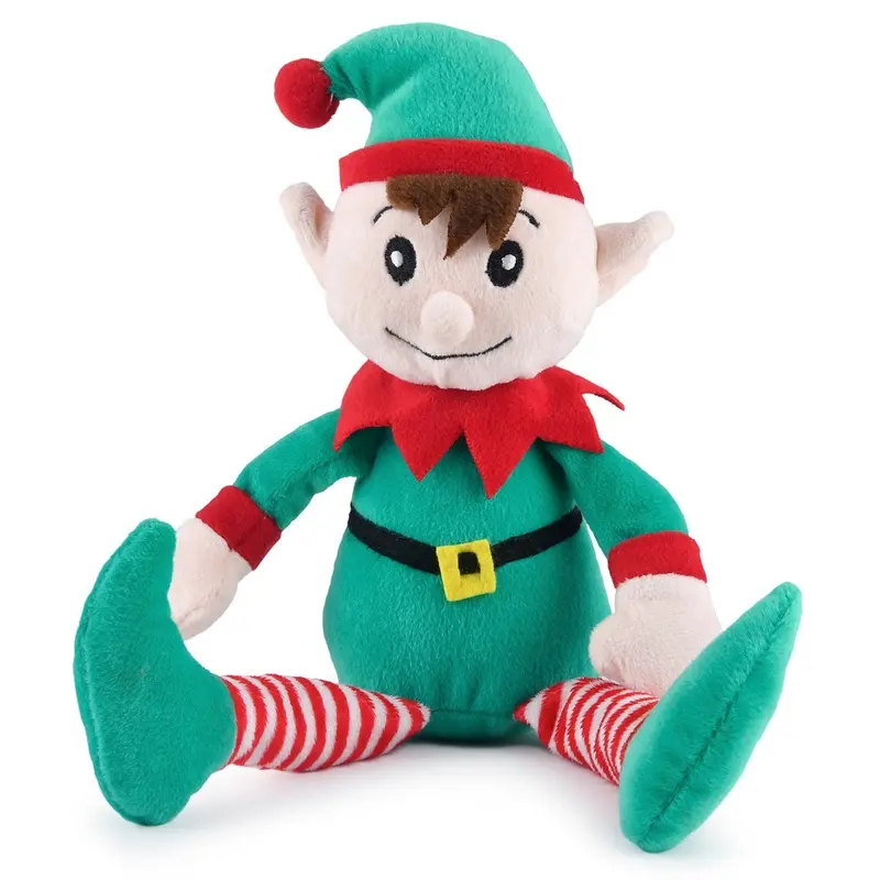 8" Plush Christmas Elf Dog Toy with Squeaker, Boy