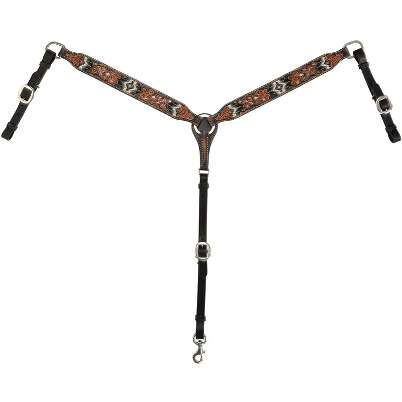 Circle Y Distressed Floral and Beaded Breast Collar, Multi