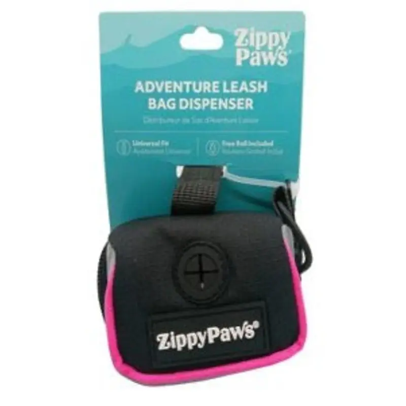 Zippy Paws Adventure Leash Bag Dispenser, Hibiscus Pink