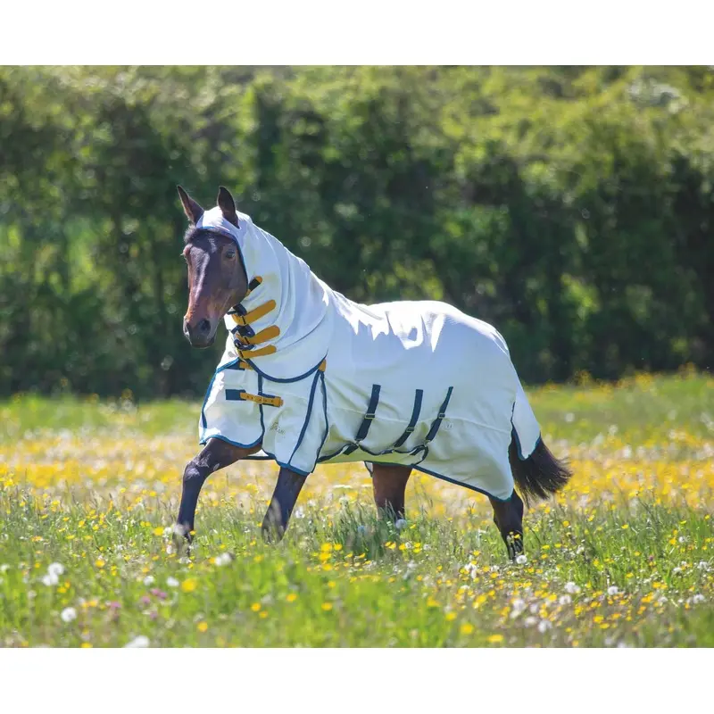 Highlander Plus Sweet-Itch Combo Sheet, White/Teal/Mustard
