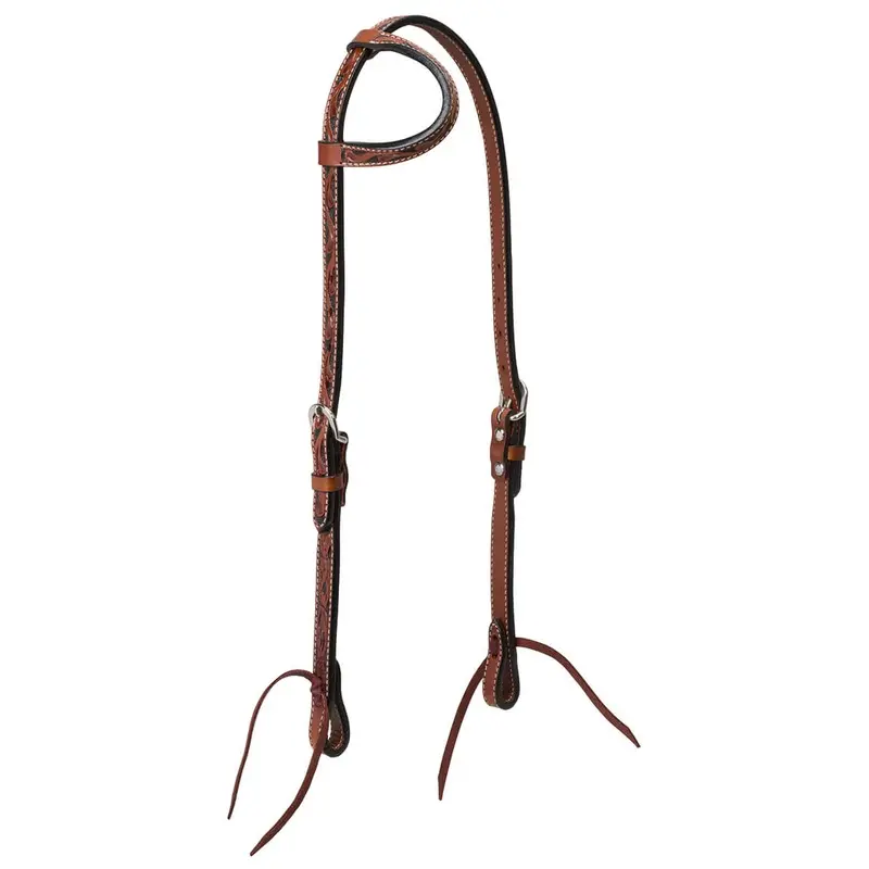 Weaver Turquoise Cross Floral Carved Sliding Ear Headstall