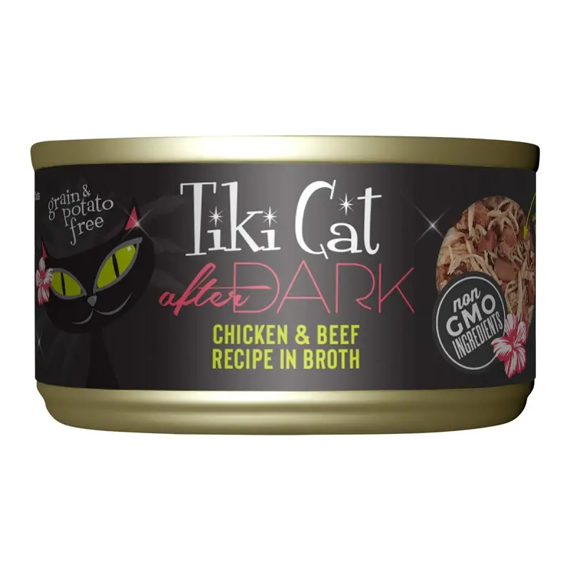 Tiki Cat After Dark Wet Cat Food, Chicken & Beef, 2.8 oz Cans, 12 ct