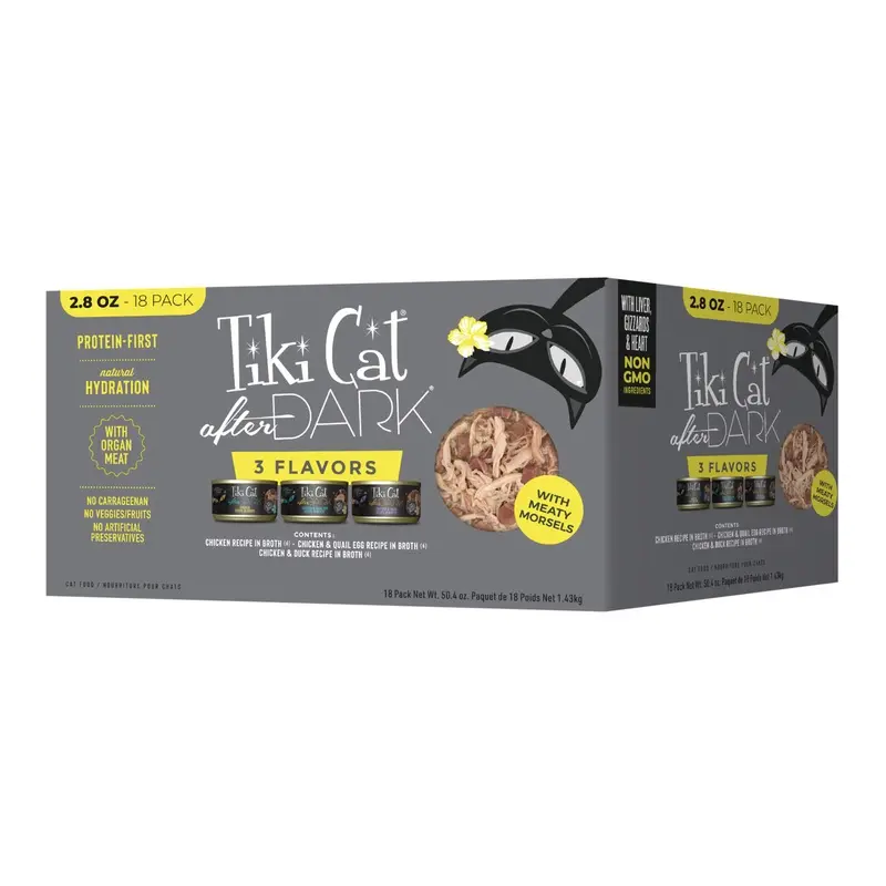 Tiki Cat After Dark Wet Cat Food, Whole Foods Variety Pack, 2.8 oz Cans, 18 ct