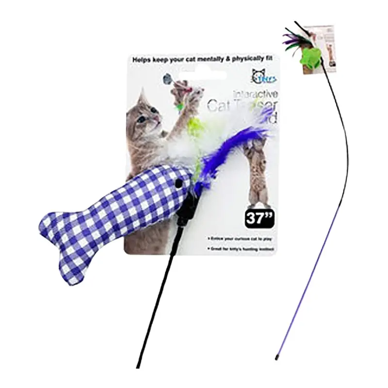 37"L Cat Teaser Wand with Ribbon and Toy, Assorted