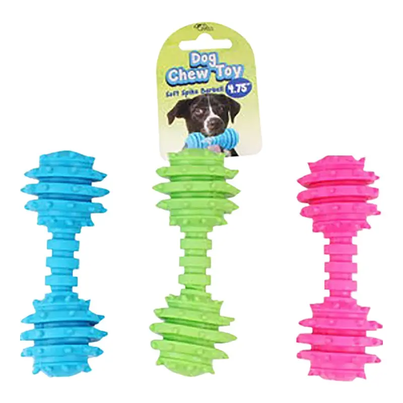 Soft Puppy Spike Barbell Chew Toy, Assorted, 4.75"L