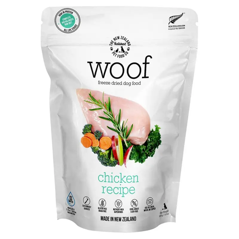 Woof Chicken Freeze Dried Gluten & Grain Free Dry Dog Food, 9.9 oz