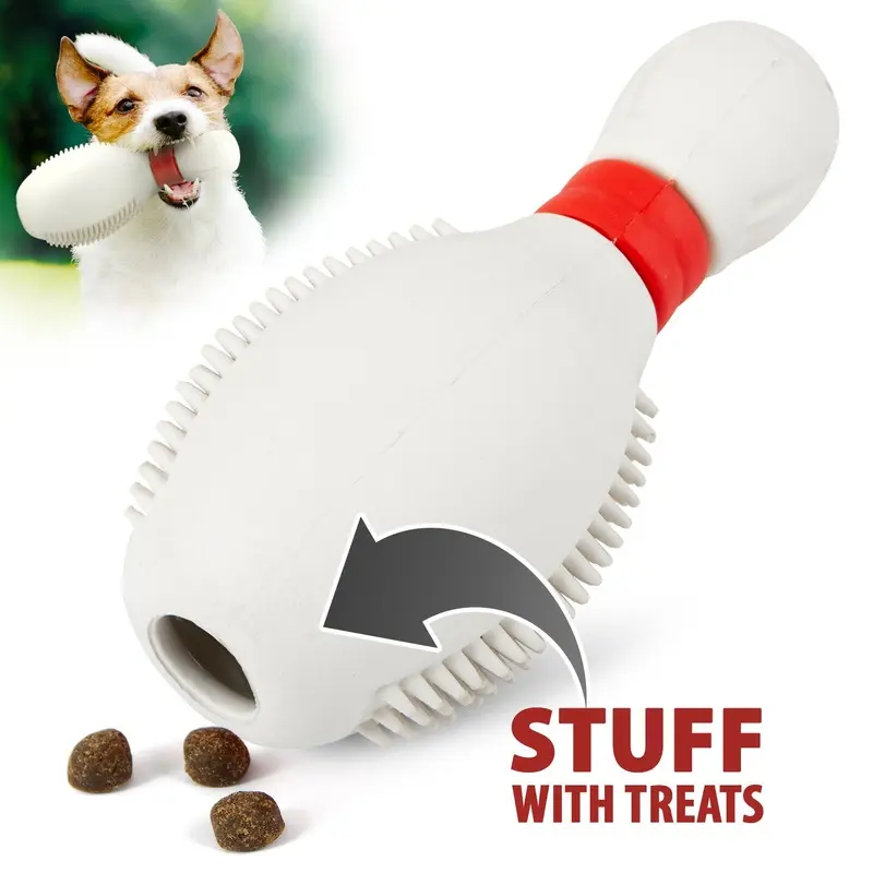Jeffers Natural Rubber Bowling Pin Treat Dispensing Dental Toy for Dogs