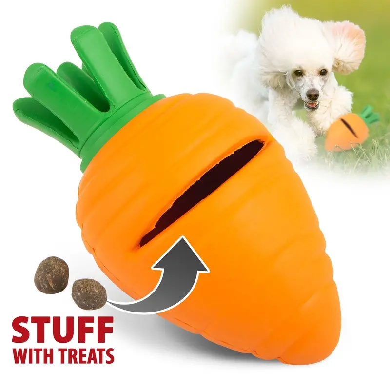 Jeffers Natural Rubber Carrot Treat Dispensing Chew Toy