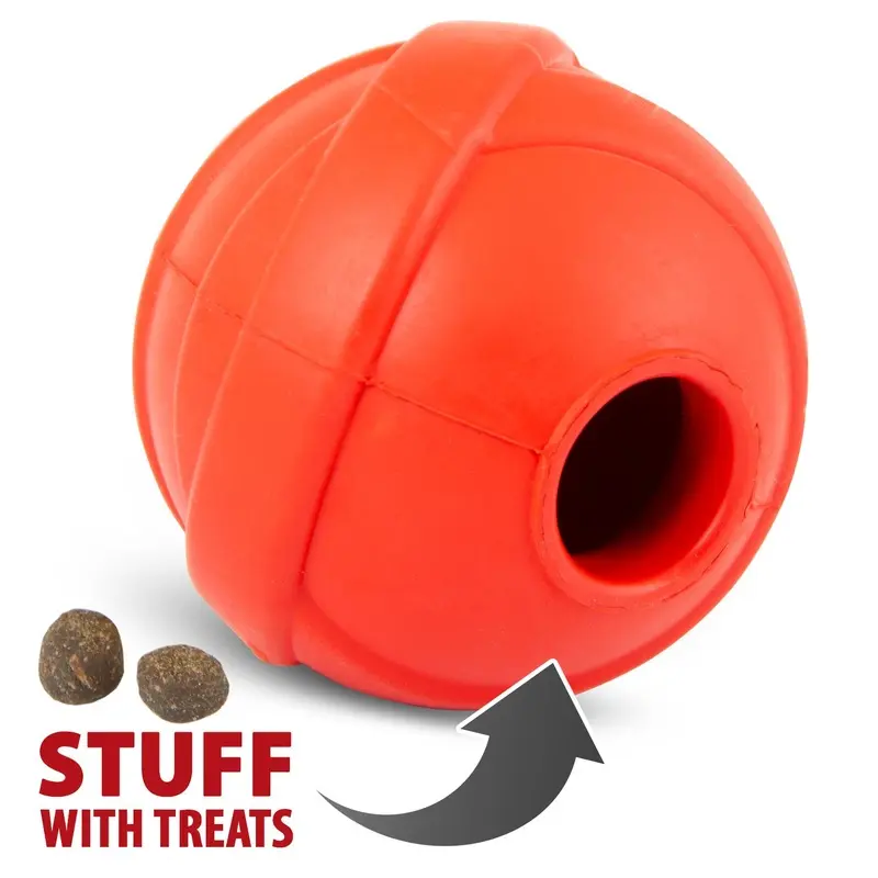 Jeffers Natural Rubber Red Orbits Ball Treat Dispensing Dog Chew Toy
