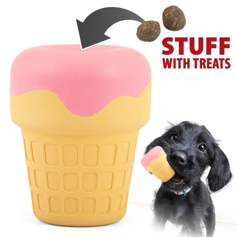 Jeffers Natural Rubber Stuffable Ice Cream Cone Treat Dispensing Dog Chew Toy