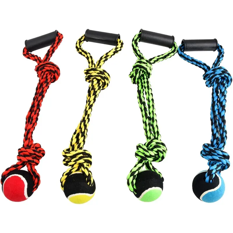 Nuts For Knots 2 Knot Rope Tug with Handle and Tennis Ball, 20"