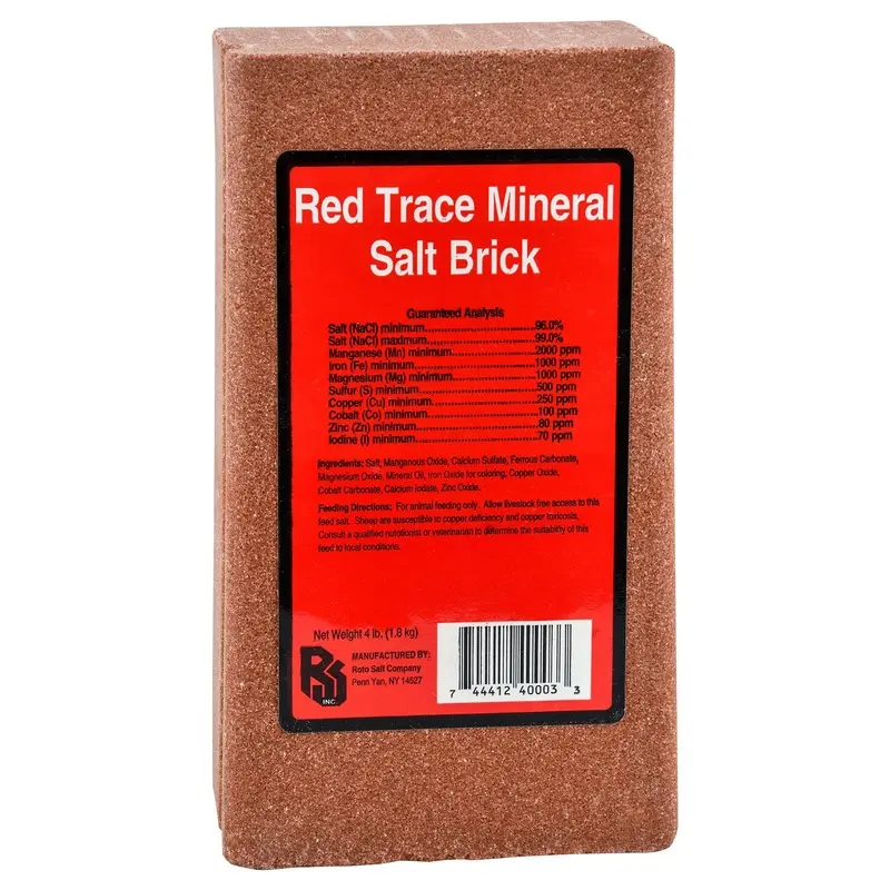 Red Trace Mineral Salt Brick for Horses, Cattle & Large Animals