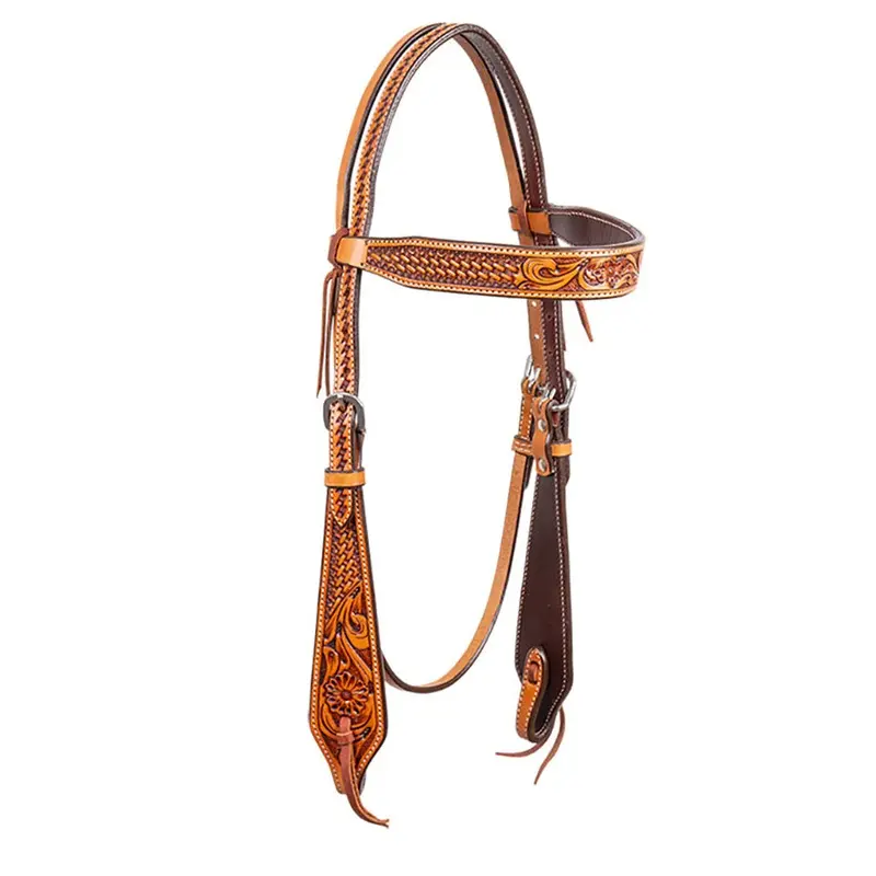 Cody Pro Floral & Basketweave Tooled Browband Headstall