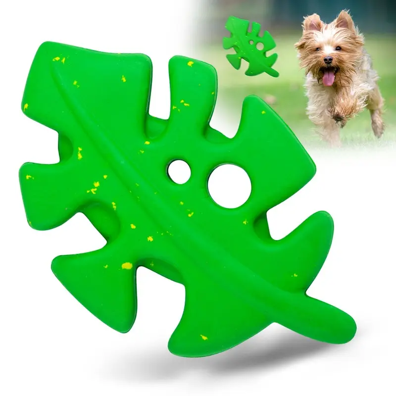 Jeffers Natural Rubber Leaf Dog Chew Toy with Vanilla Scent for Medium-Chewers
