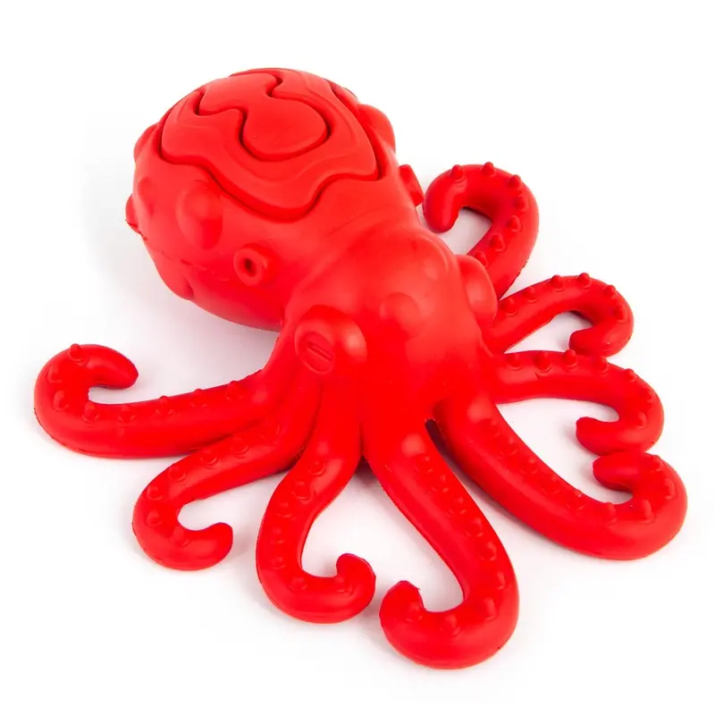 Jeffers Natural Rubber Red Dental Octopus Dog Chew Toy