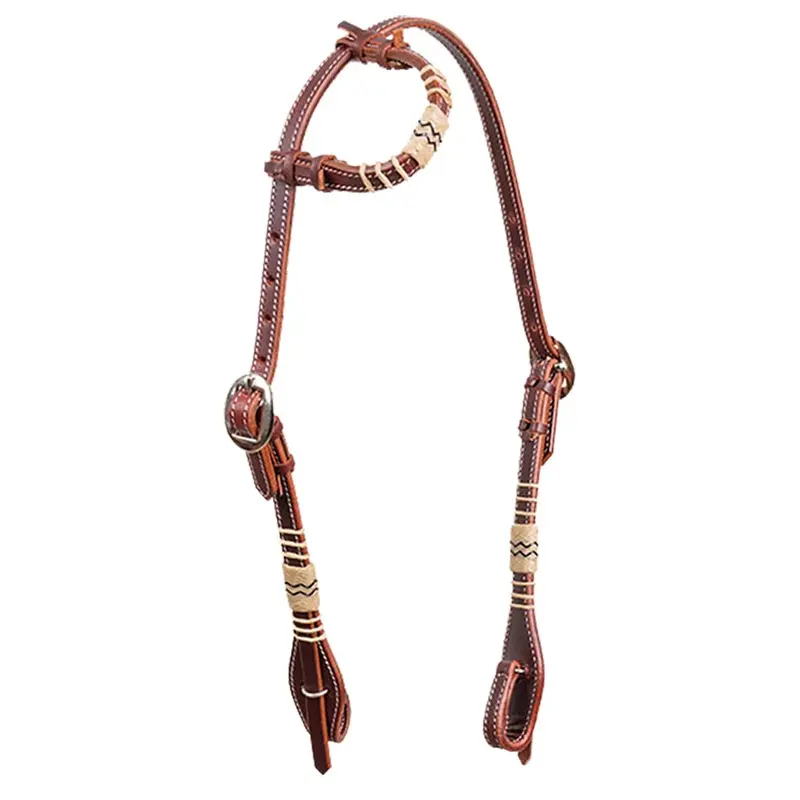 Latigo and Rawhide One Ear Leather Headstall