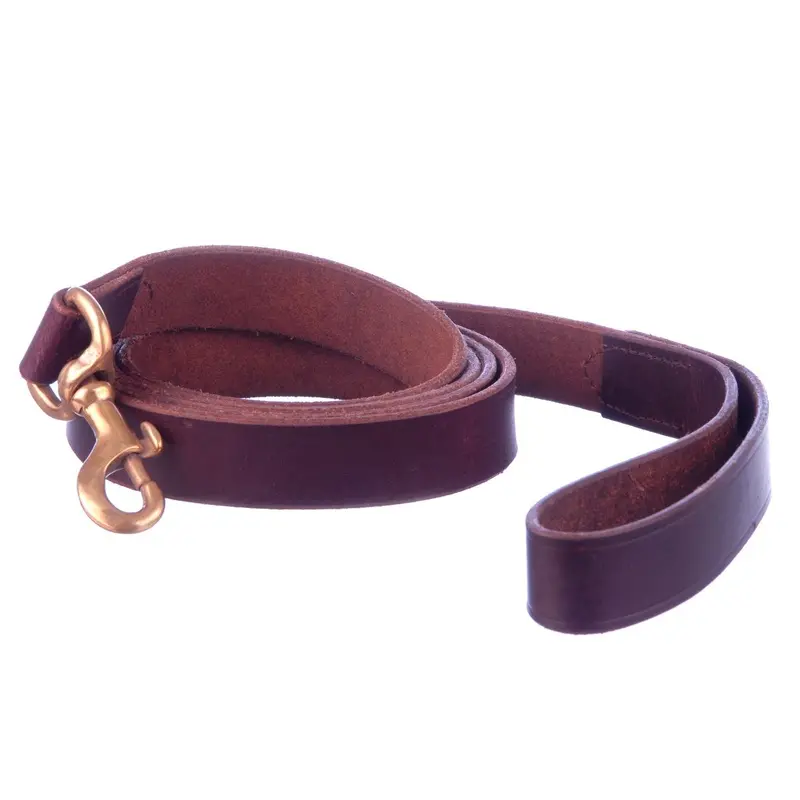 Jeffers Flat Leather Dog Leash with Hand Strap Handle, 6'L