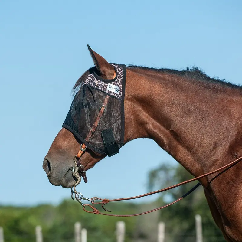 Quiet Ride Horse Fly Mask, Leopard