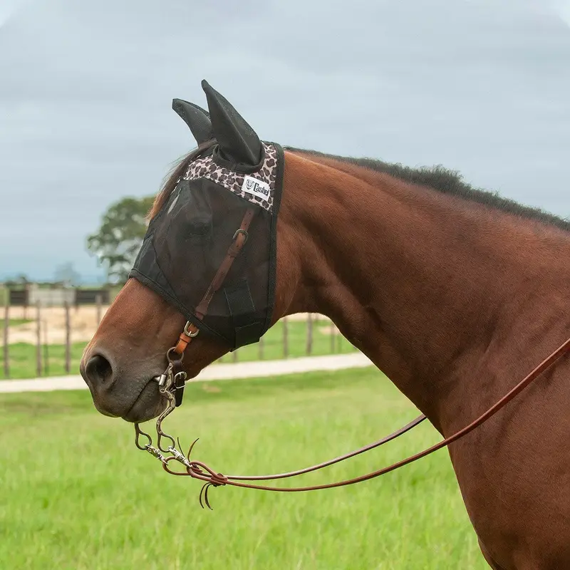 Quiet Ride Fly Mask with Ears, Leopard